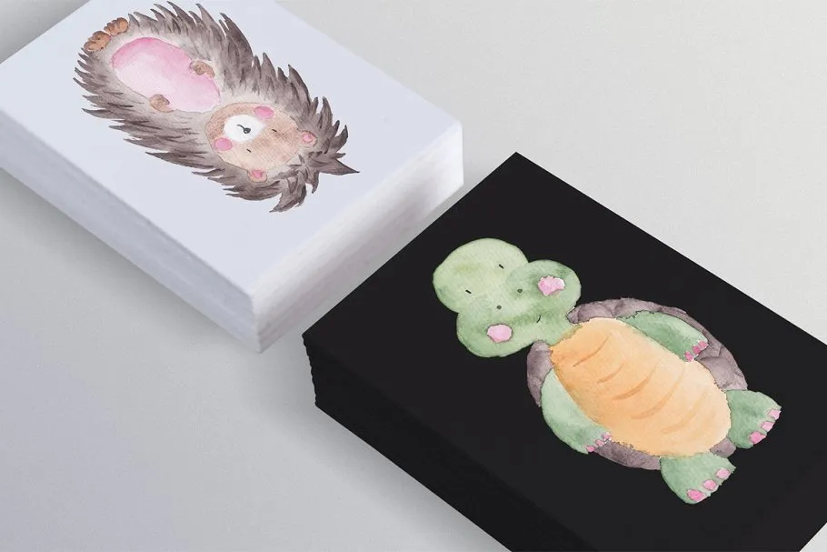 可爱卡通动物水彩剪贴画 Cute Watercolor animals clipart插图(3)