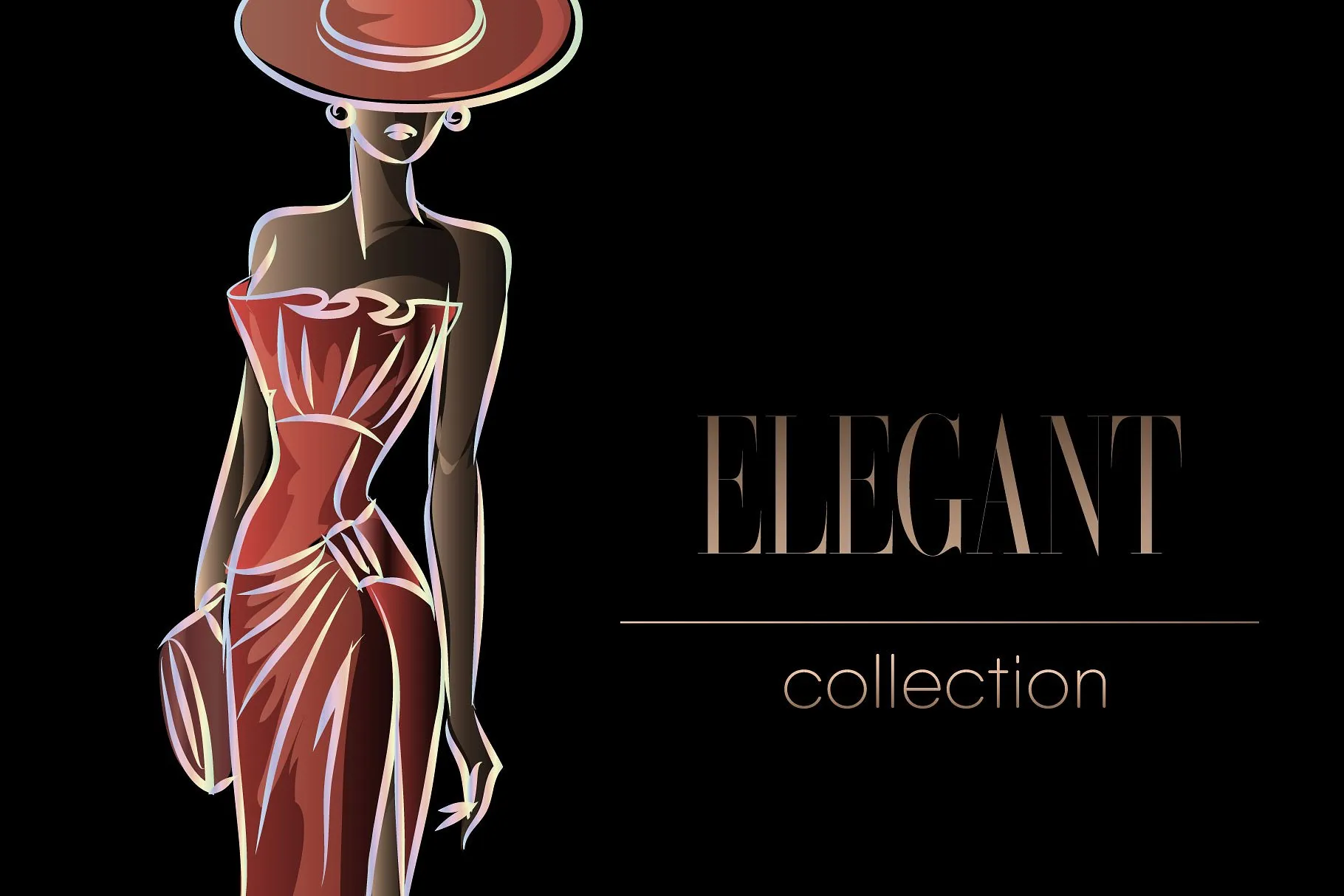 典雅时尚的时装模特手绘矢量素材合辑下载[ai,eps,png]插图