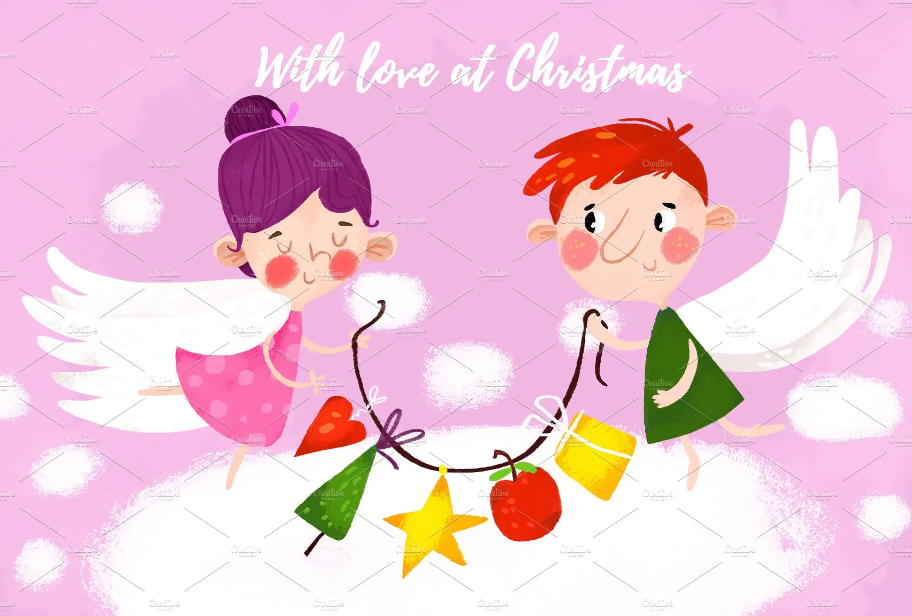 12张可爱手绘圣诞节明信片插图(4)