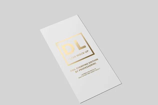 对折页烫金传单样机 DL Flyer Mock-Up / Foil Stamping Edition插图(1)