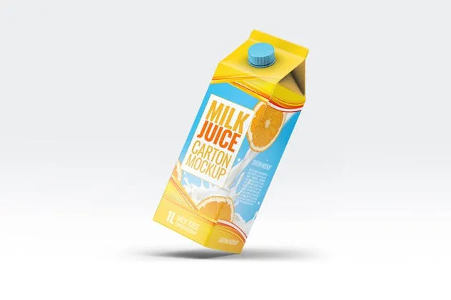 4种牛奶/果汁盒包装设计样机套装 4 Types Milk / Juice Cartons Bundle Mock-Up插图(11)