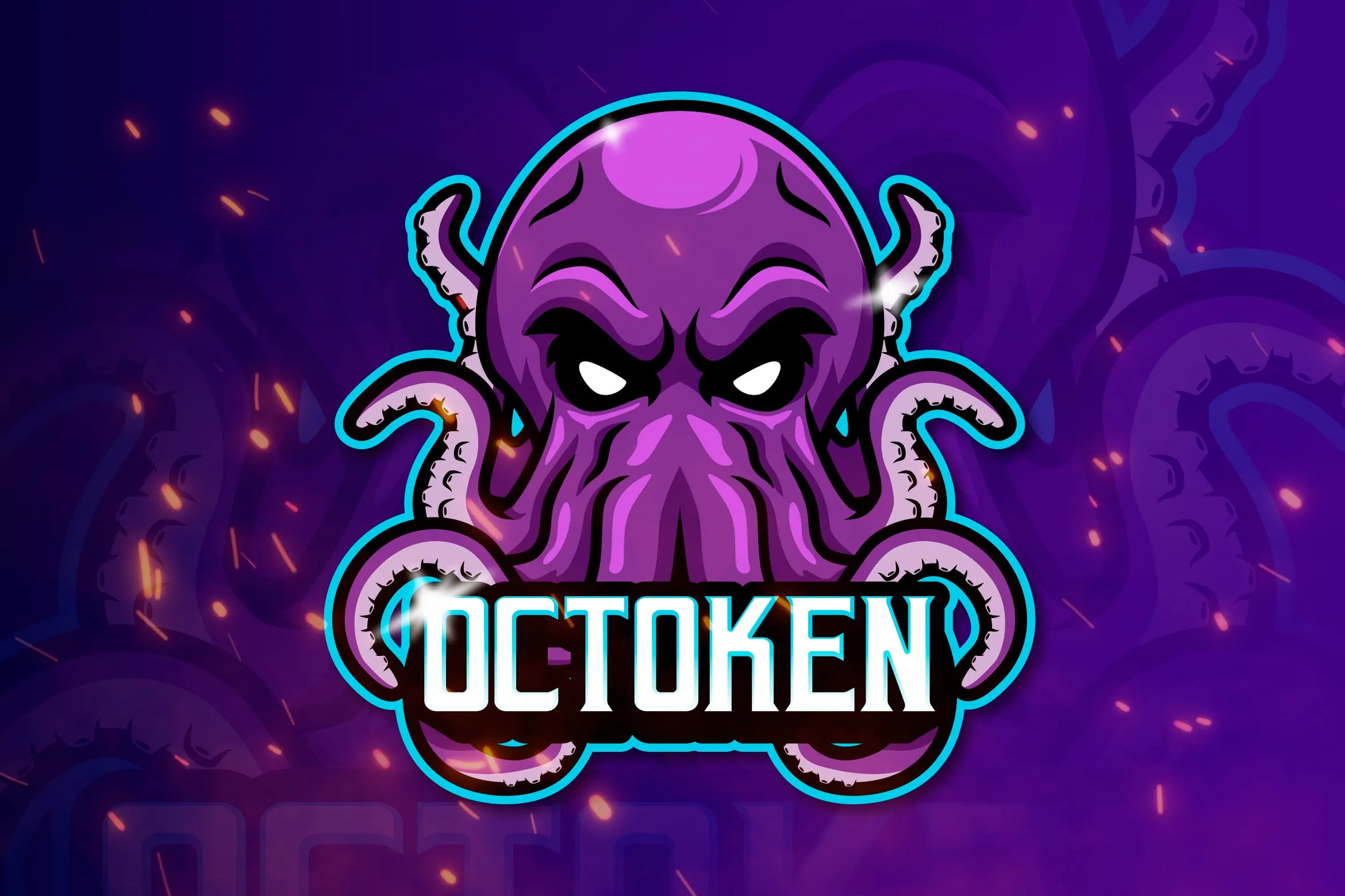 章鱼电子竞技吉祥物队徽Logo标志设计模板 OCTOKEN -Mascotamp; Esports Logo