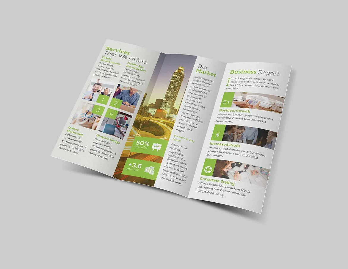 竖版三折页公司/企业简介宣传单设计模板 Enrico Business Trifold插图(1)