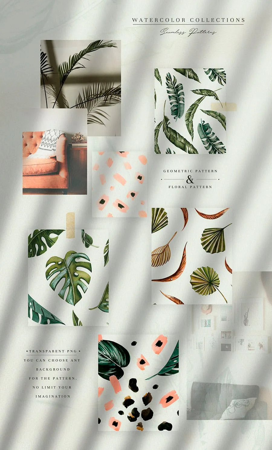 热带植物水彩手绘图案设计素材套装 Tropics & Coral Watercolor Set插图(2)