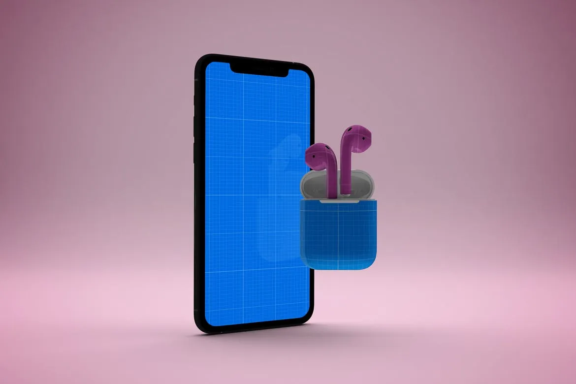 创意设计风格iPhone 11 & AirPods样机模板 iPhone 11 & AirPods Mockup插图(8)