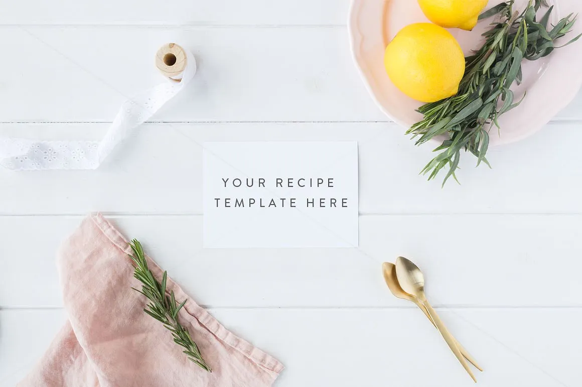 现代极简主义便签样机模板 Recipe card mock up#8211; Psd+Jpg