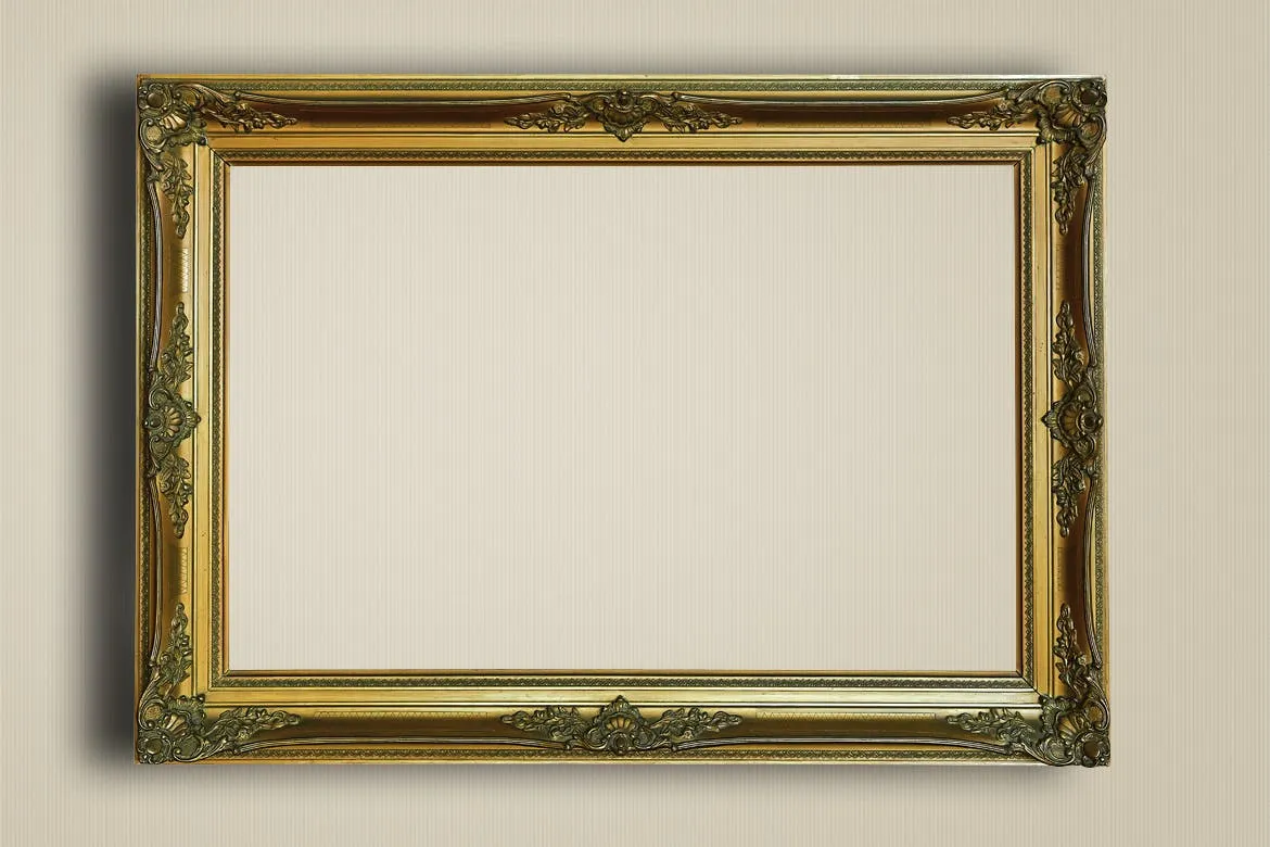 古董金属边框相框样机模板03 Antique Golden Frame Mockup 03插图(2)
