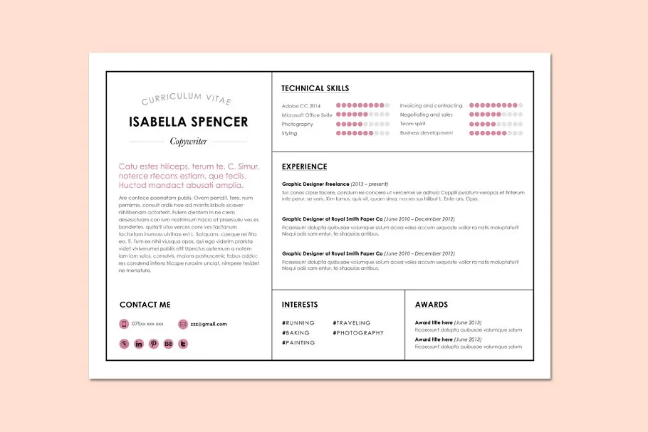 现代实用微软WORD个人简历模板 Microsoft WORD Resume/CV template插图(3)