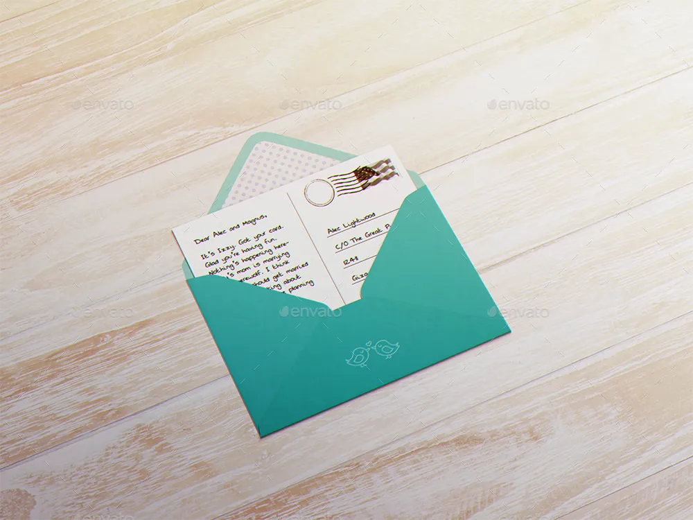 A6明信片和信封邀请传单设计样机 A6 Postcard & Envelope Invitation Flyer MockUp插图(4)