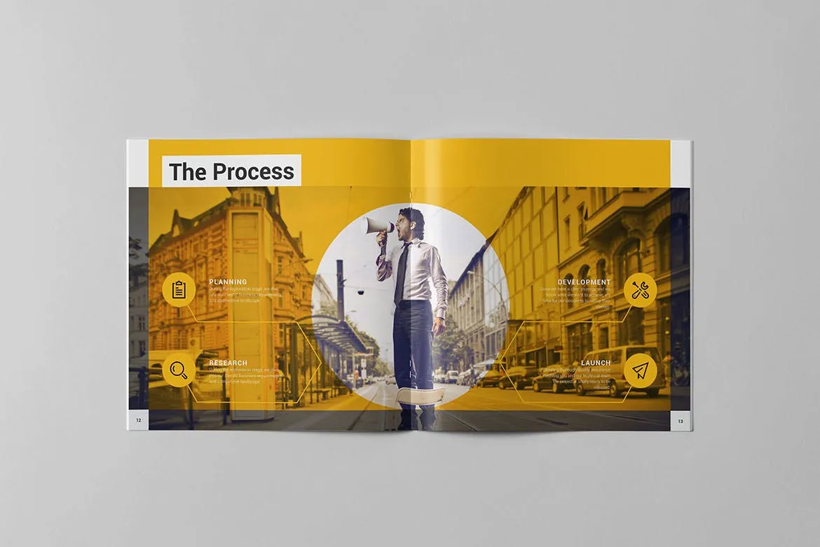 方形创意策划企业介绍宣传画册设计模板 Malibu Brochure Square插图(6)