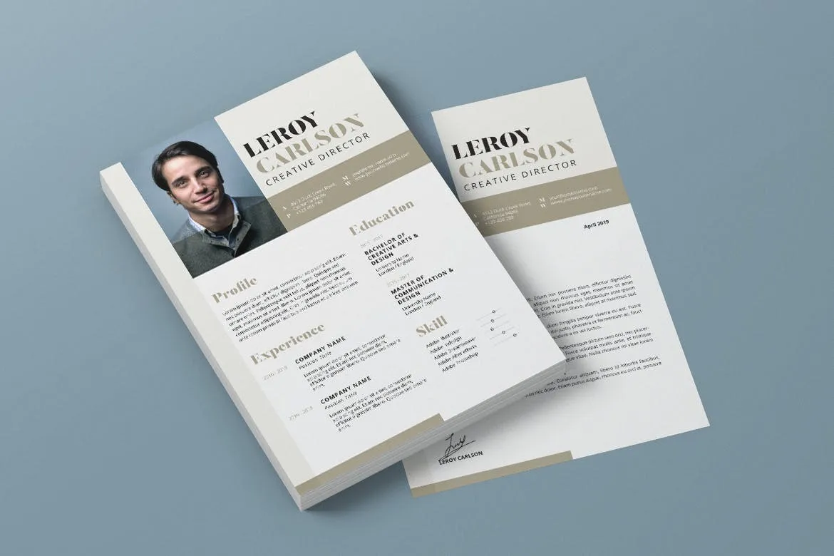 极简设计风格个人电子简历设计AI&PSD模板v13 Clean Minimalist CV Resume AI and PSD Flyer Vol.13插图(2)