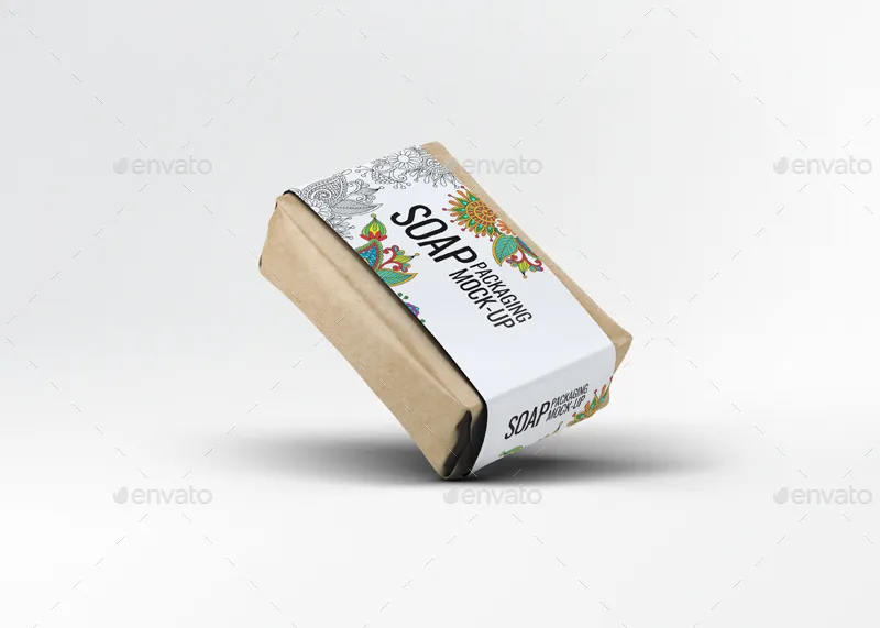香皂肥皂包装贴纸展示样机 Soap Bar Paper Sleeve Mock-Up插图(4)