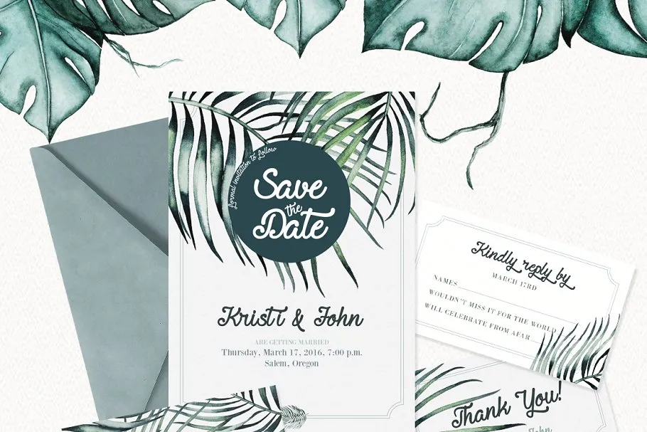 素色水彩植物剪贴画 Watercolor Plants插图(3)