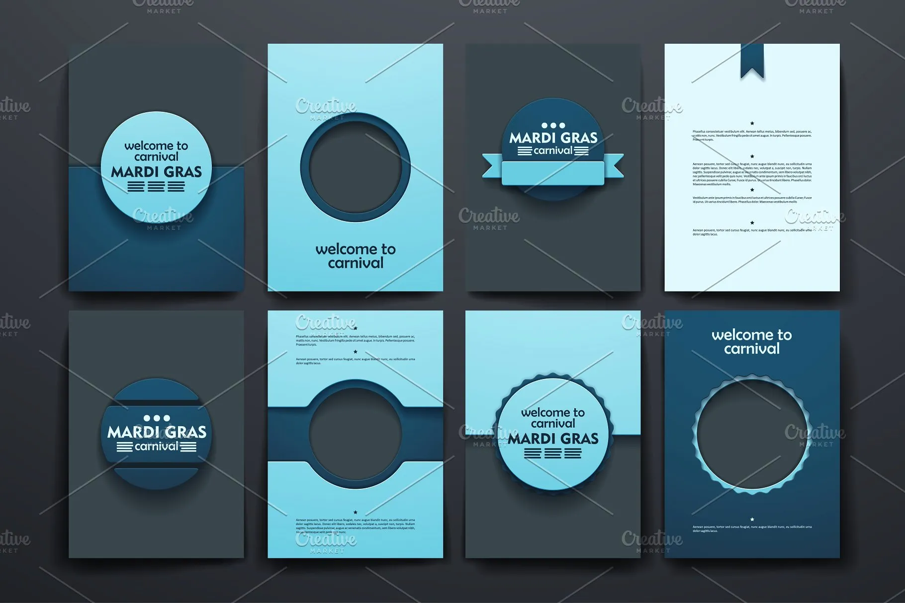 狂欢节节日主题小册子模板 Mardi Gras Brochures插图(1)