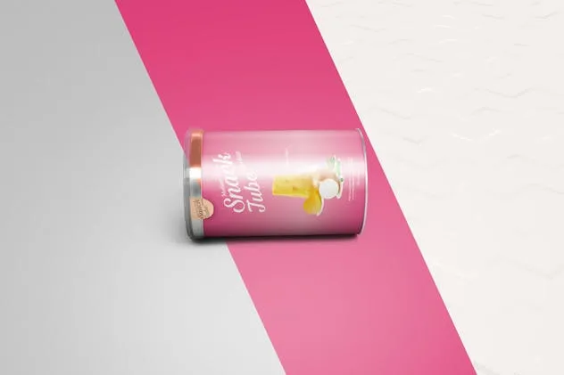 零食饮料金属罐包装样机 Medium Snack Tube Mockup插图(4)