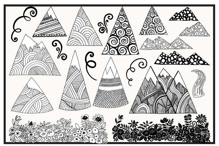 奇形怪状禅山山脉矢量图形 Whimsical Mountain Vectors插图(5)