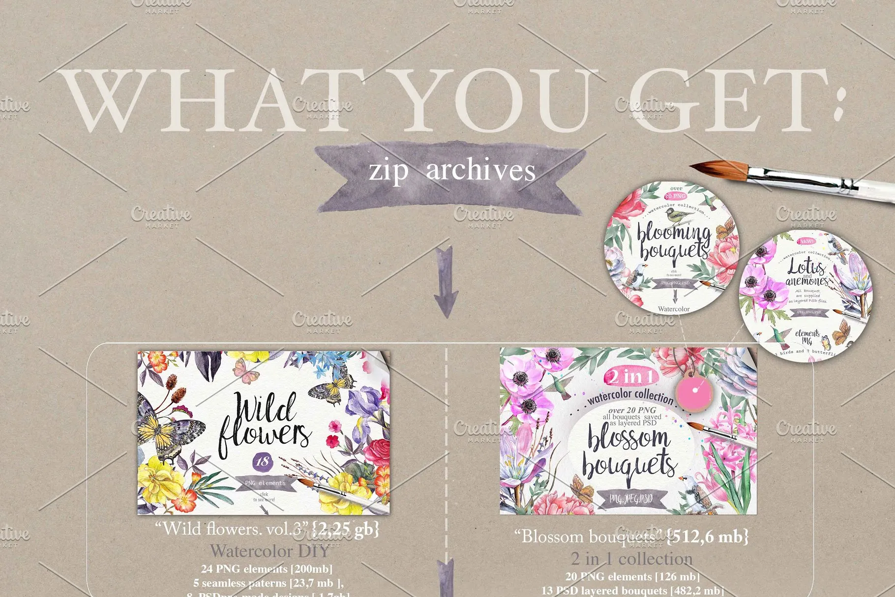 极力推荐：超级水彩元素设计素材包[2.5GB] Wildflowers pack 75 PNG插图(16)