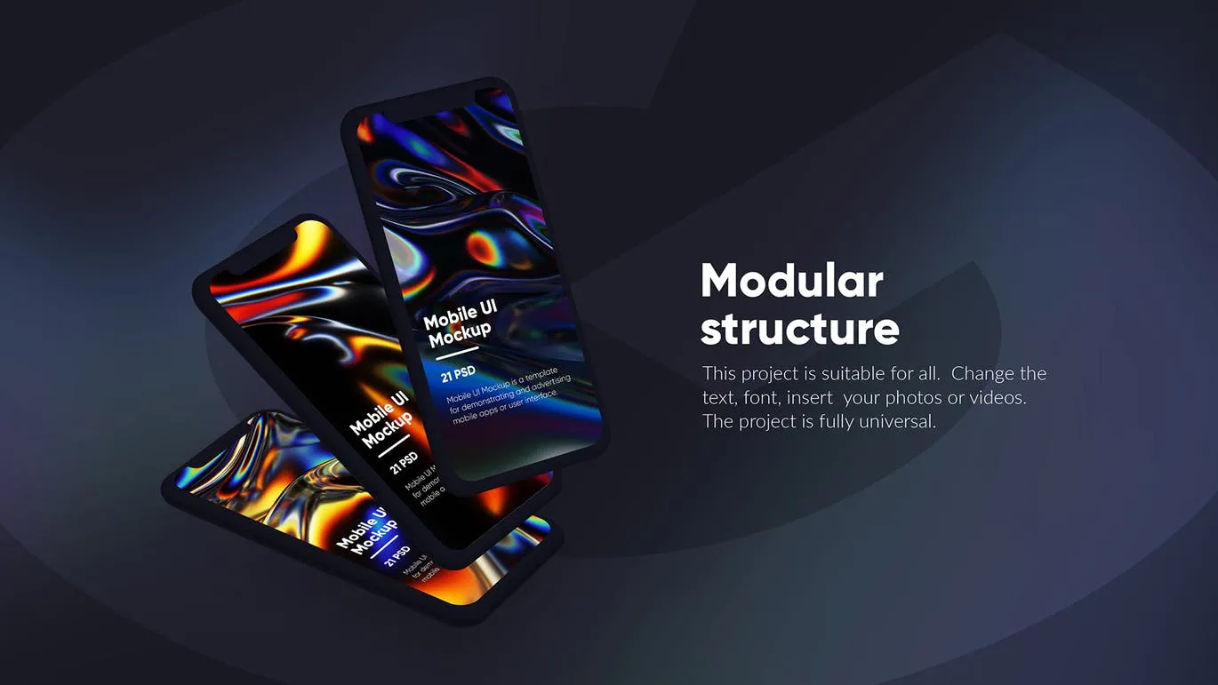 黑色iPhone手机UI界面设计效果图等距网格样机模板 Dark iPhone Mockup插图(10)