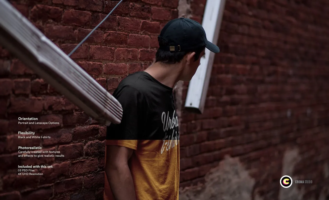 经典款男士T恤设计效果图样机 T-Shirt Mockups插图(3)