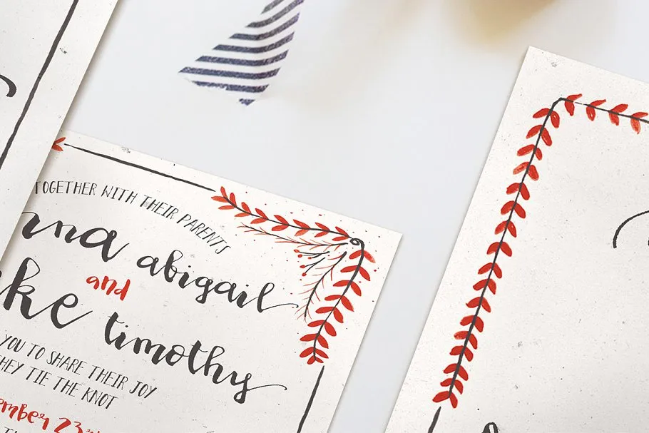 水彩花卉装饰婚礼设计物料模板合集 Watercolor Floral Wedding Suite插图