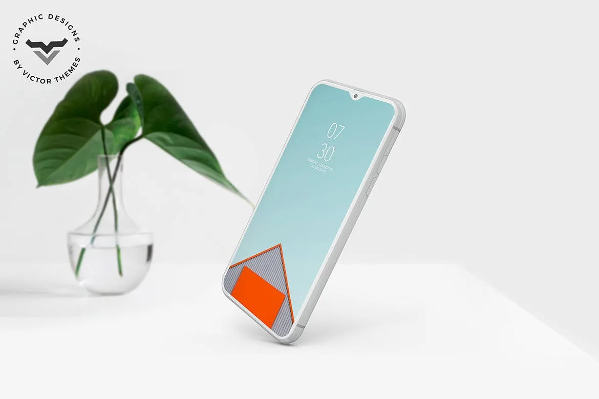 简约滴水屏手机屏幕演示样机模板 Mobile Mockups插图(1)