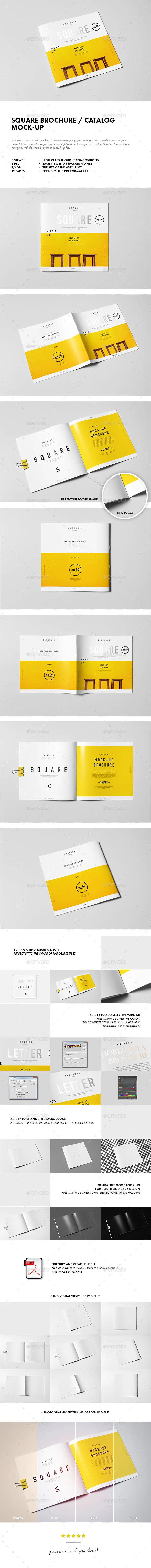 方形宣传小册样机 Square Brochure Catalog Booklet