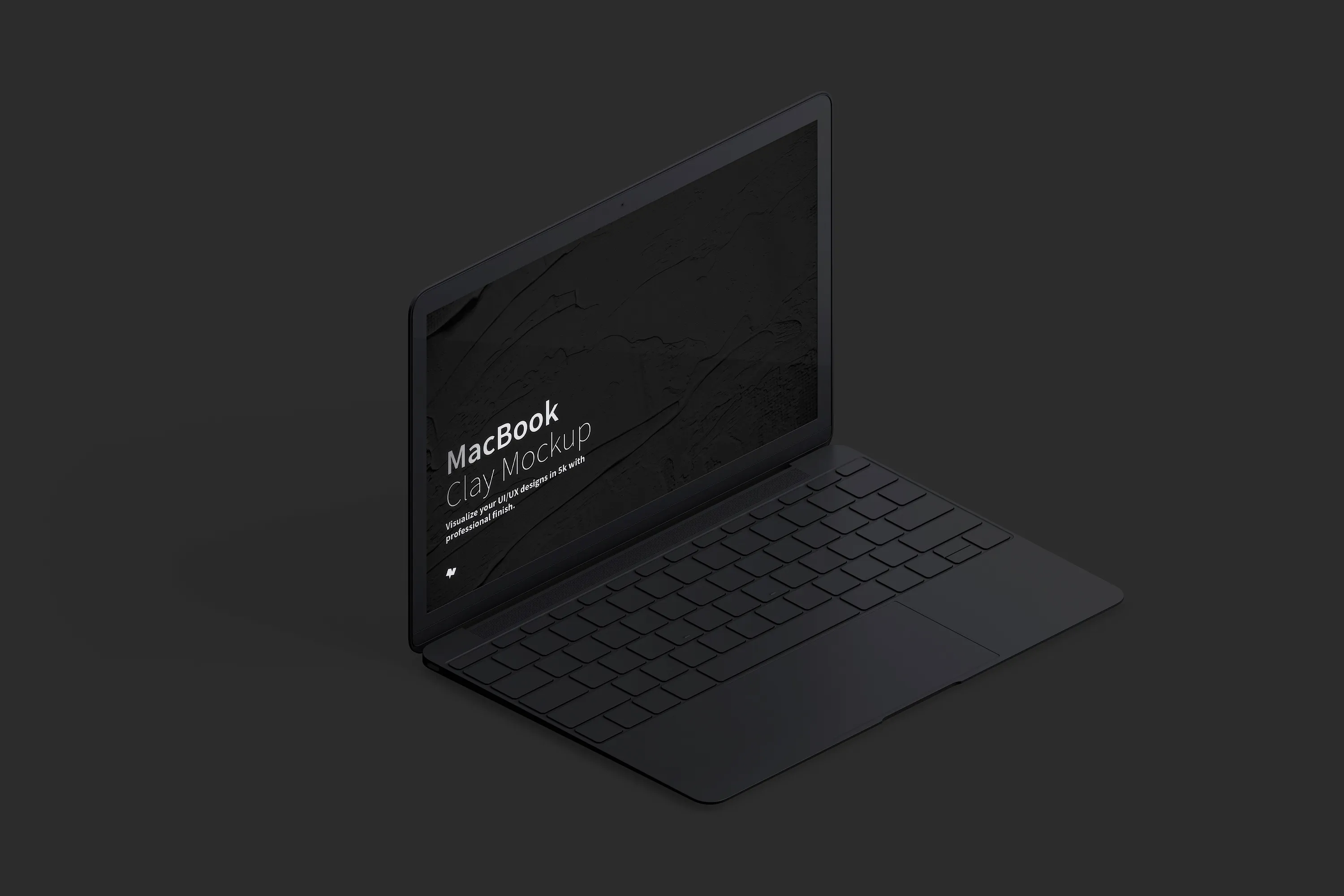 MacBook超极本屏幕演示效果左视图样机 Clay MacBook Mockup, Isometric Left View插图(4)