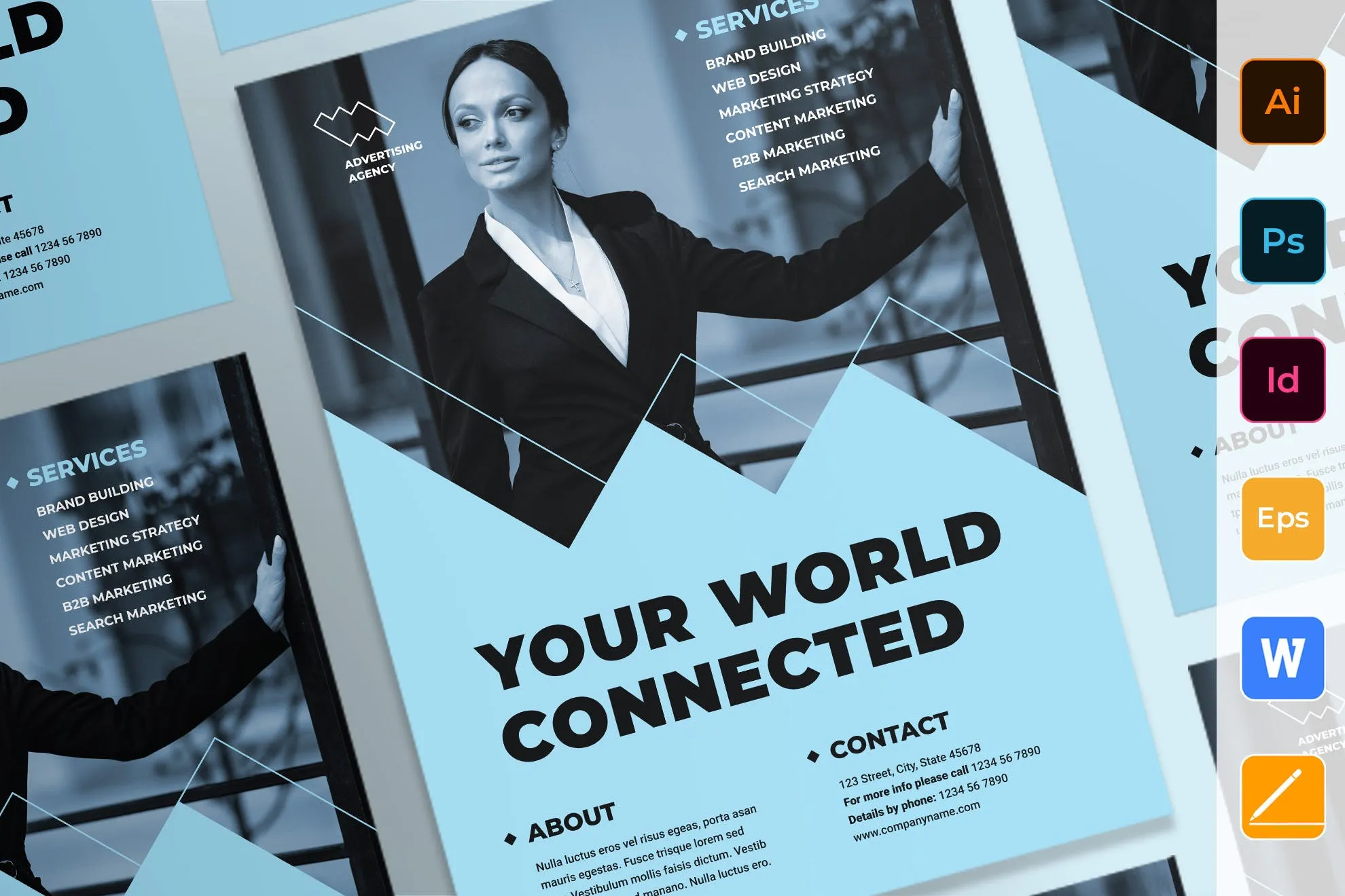 广告顾问广告公司宣传海报PSD素材像素设计精选模板 Advertising Consultant Poster