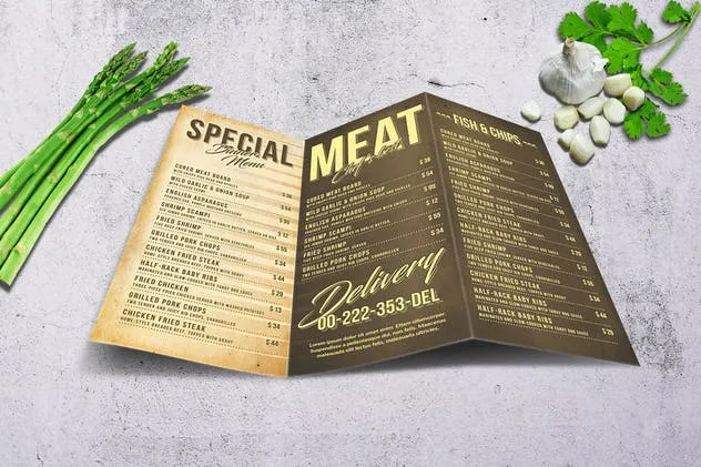 80年代复古西餐菜单PSD模板 80s Retro Menu Bundle US Letter & A4插图(7)