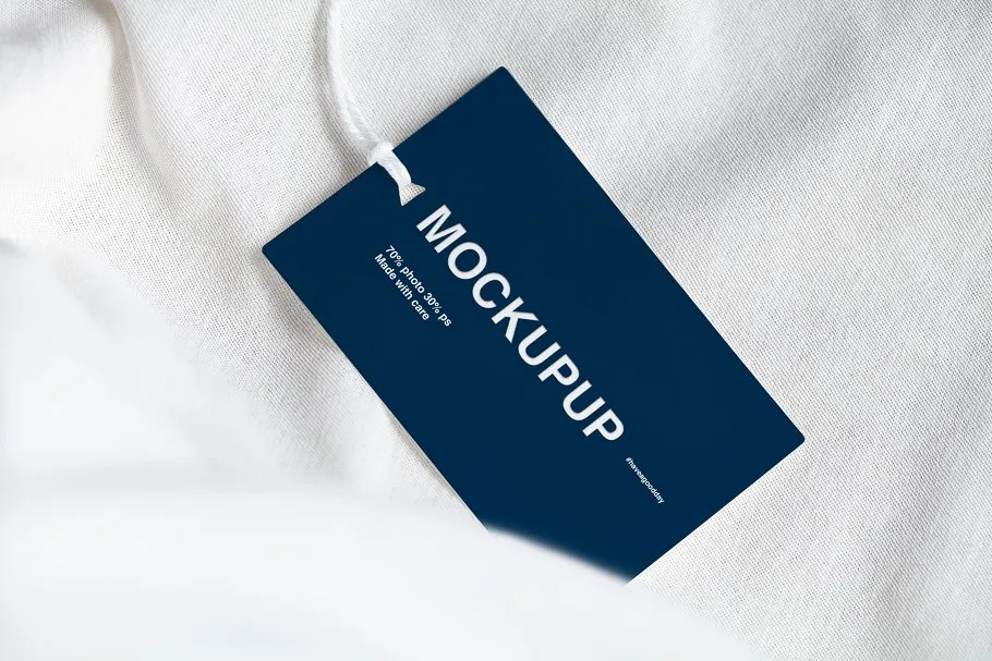 服装标签挂牌设计样机 Clothes label tag blank white mockup插图(2)