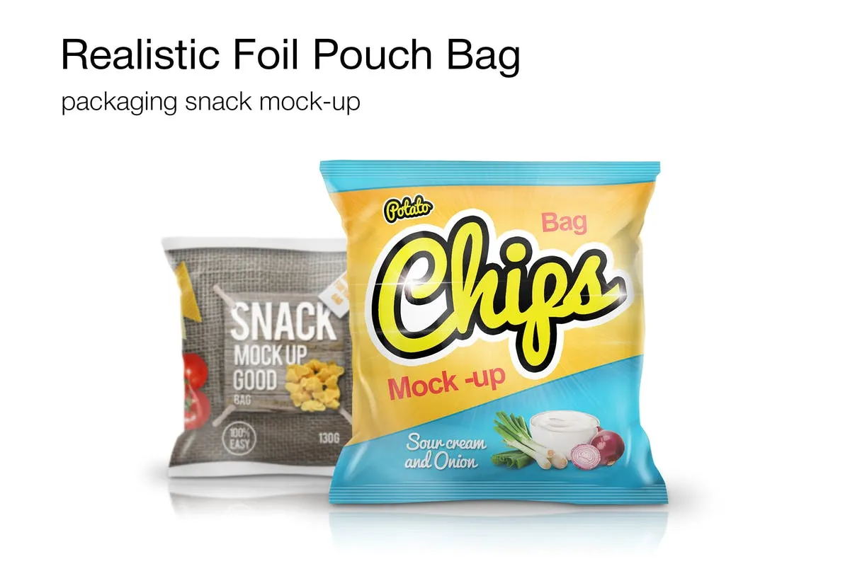 小吃/零食塑料包装外观设计样机 Snack Bag Mockup