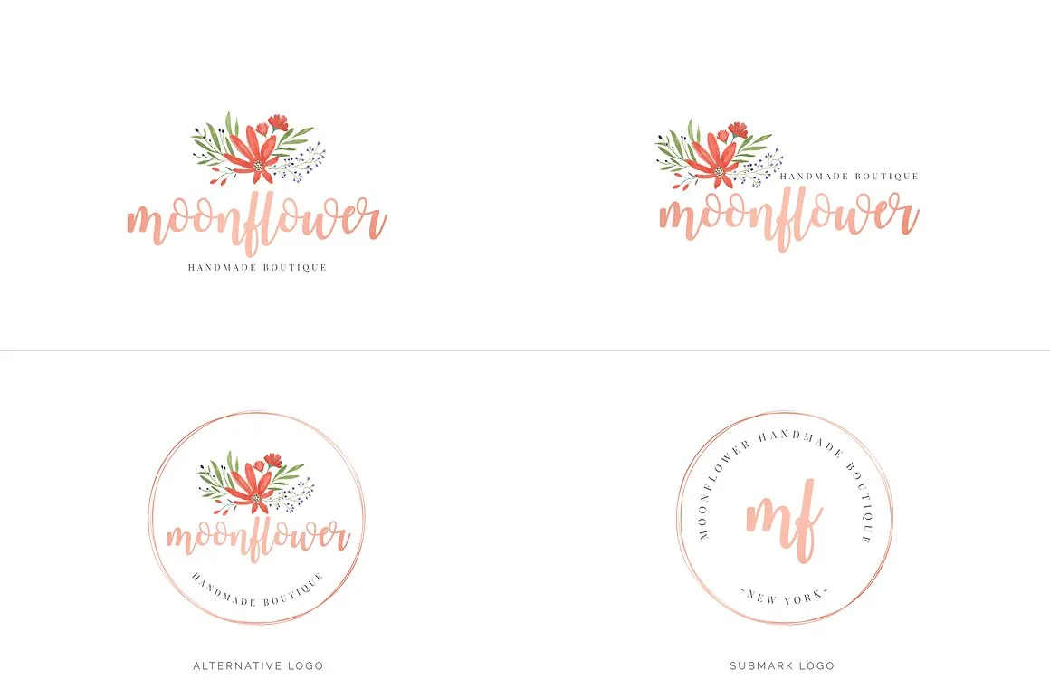 超级水彩风 Logo 设计素材包 Watercolor Premade Branding Logo Kit [模板、纹理&元素]插图(13)