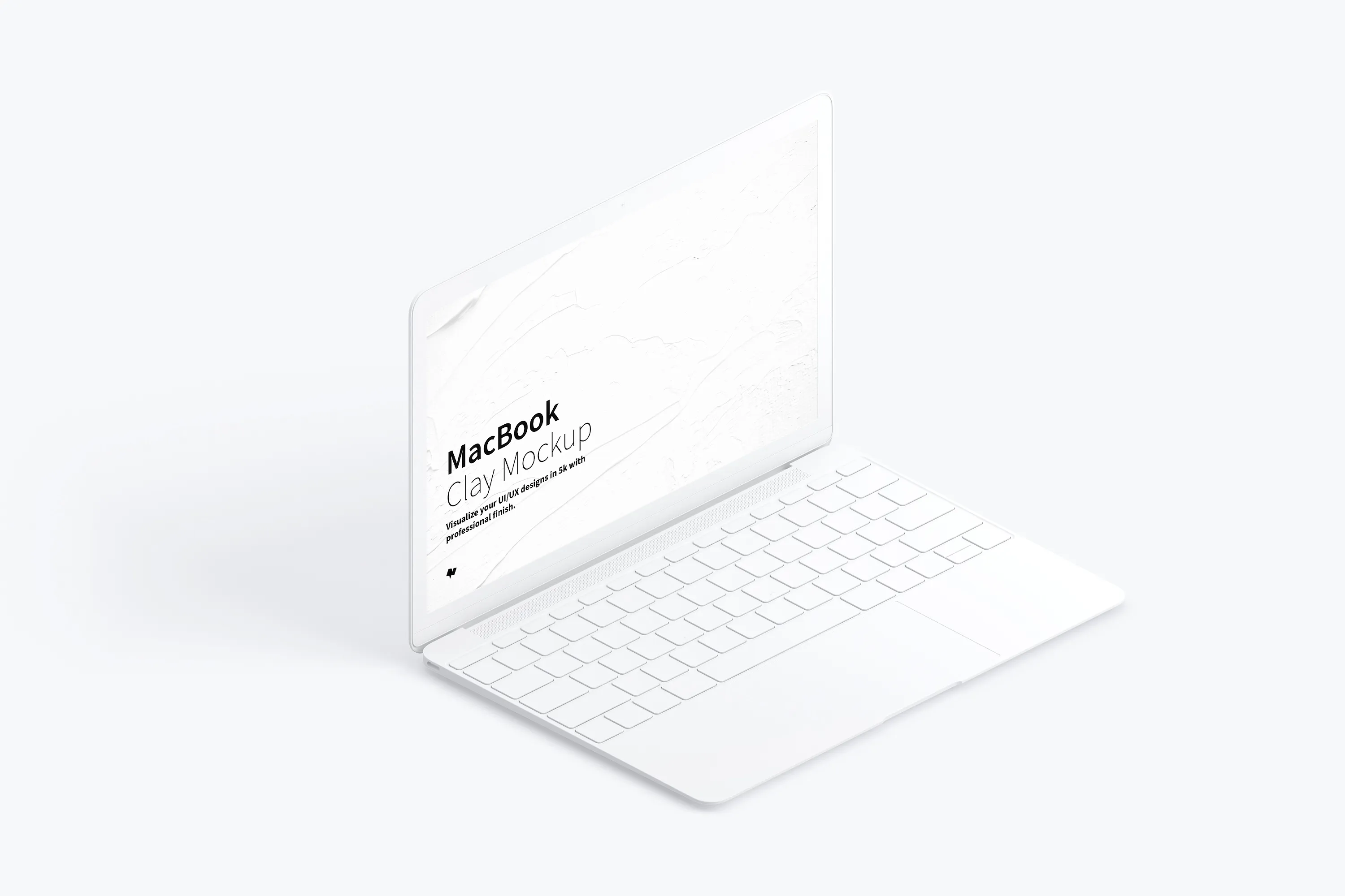 MacBook超极本屏幕演示效果左视图样机 Clay MacBook Mockup, Isometric Left View插图