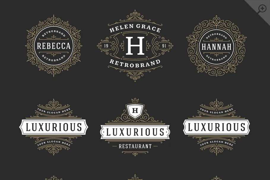 250个复古装饰风格Logo模板 250 ornaments logos & monograms插图(12)