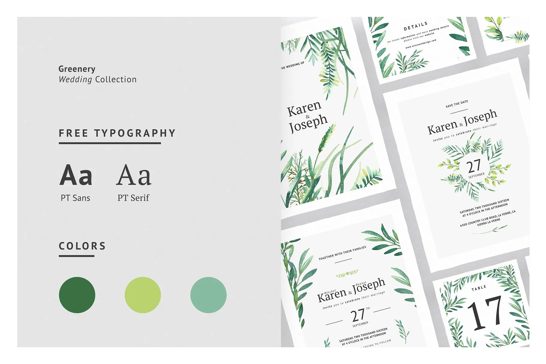 结婚婚礼设计物料设计素材包 Greenery Wedding Collection插图(1)