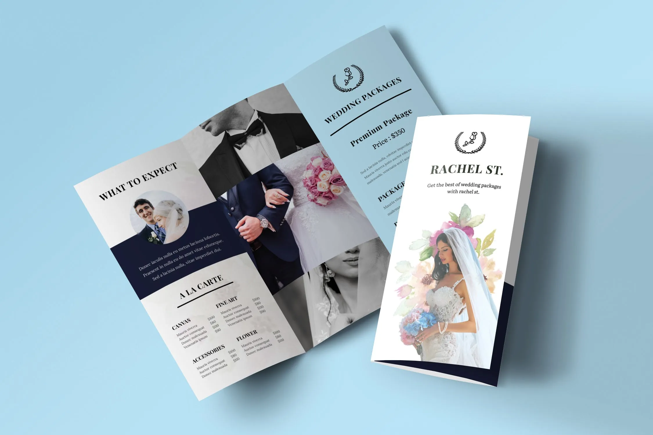 三折页婚礼婚宴策划公司传单设计模板插图(1)