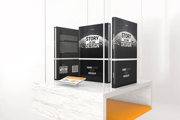 精装图书展柜样机模板 Hardcover Book With Price Tag Mockups插图(4)