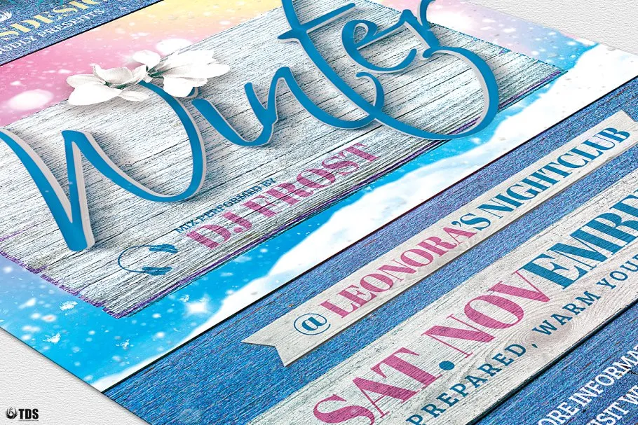 冬日节气活动宣传传单PSD模板v3 Winter Season Flyer PSD V3插图(5)