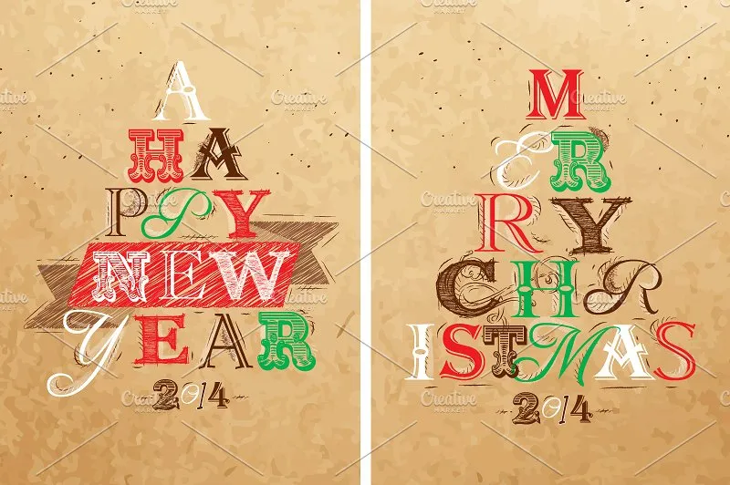 圣诞节主题手绘字体插画 Merry Christmas Lettering Collection插图(4)