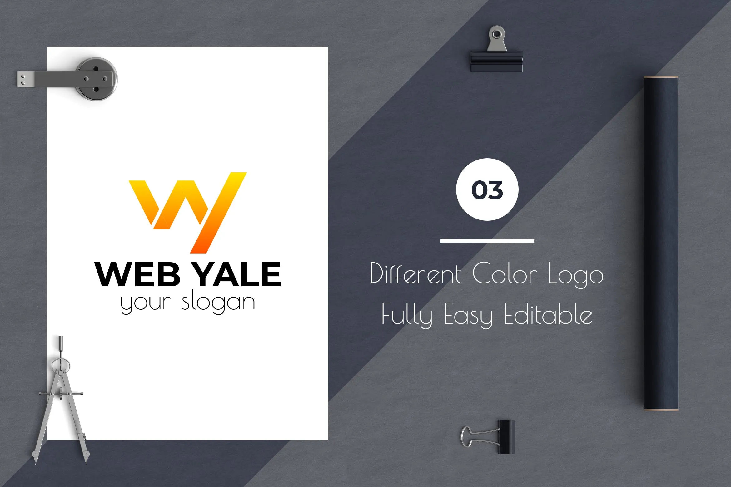 Wamp;Y字母组合几何图形现代Logo设计像素设计精选模板 Web Yale Modern Logo Template