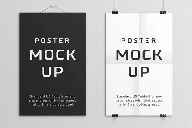 简约海报设计样机模板 Poster Mock Up – Tabloid插图(2)