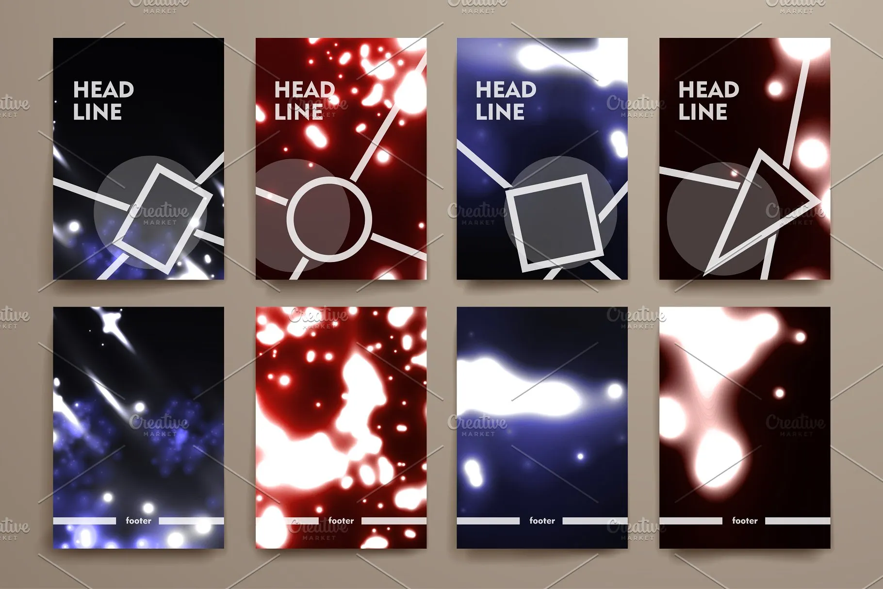 荧光斑驳光点背景画册模板 Set of Abstract Brochures插图(10)