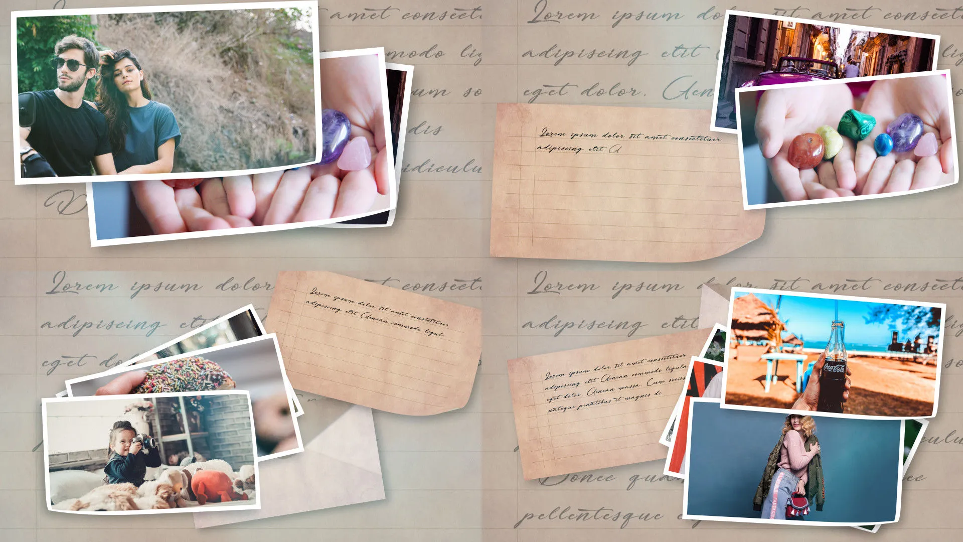 怀旧照片风格图片墙清新文字过渡像素设计精选AE模板