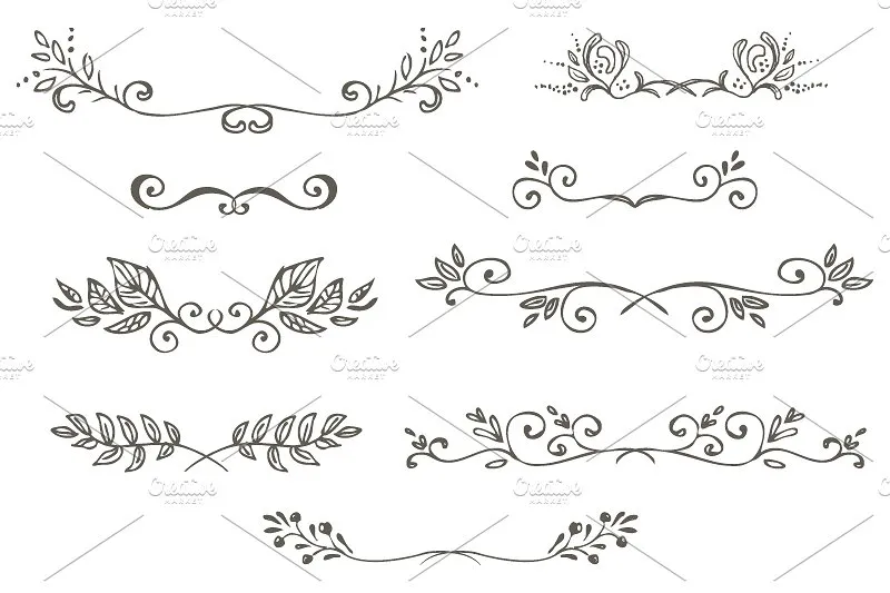 花朵叶子和花环简笔装饰素材 Spring Doodles插图(2)