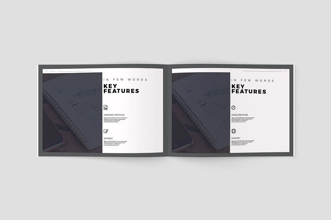 创意极简的黑白色调杂志手册模板下载[indd]插图(8)