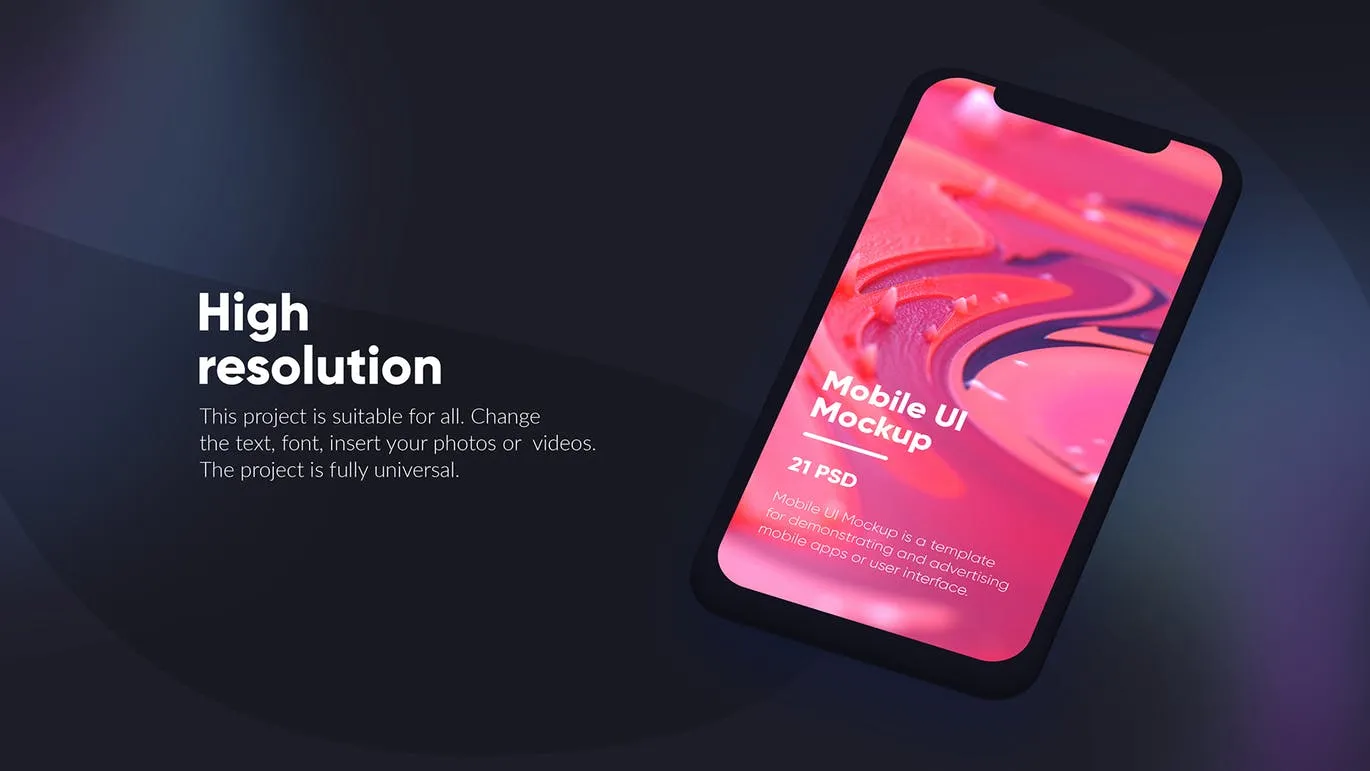 黑色iPhone手机UI界面设计效果图等距网格样机模板 Dark iPhone Mockup插图(5)