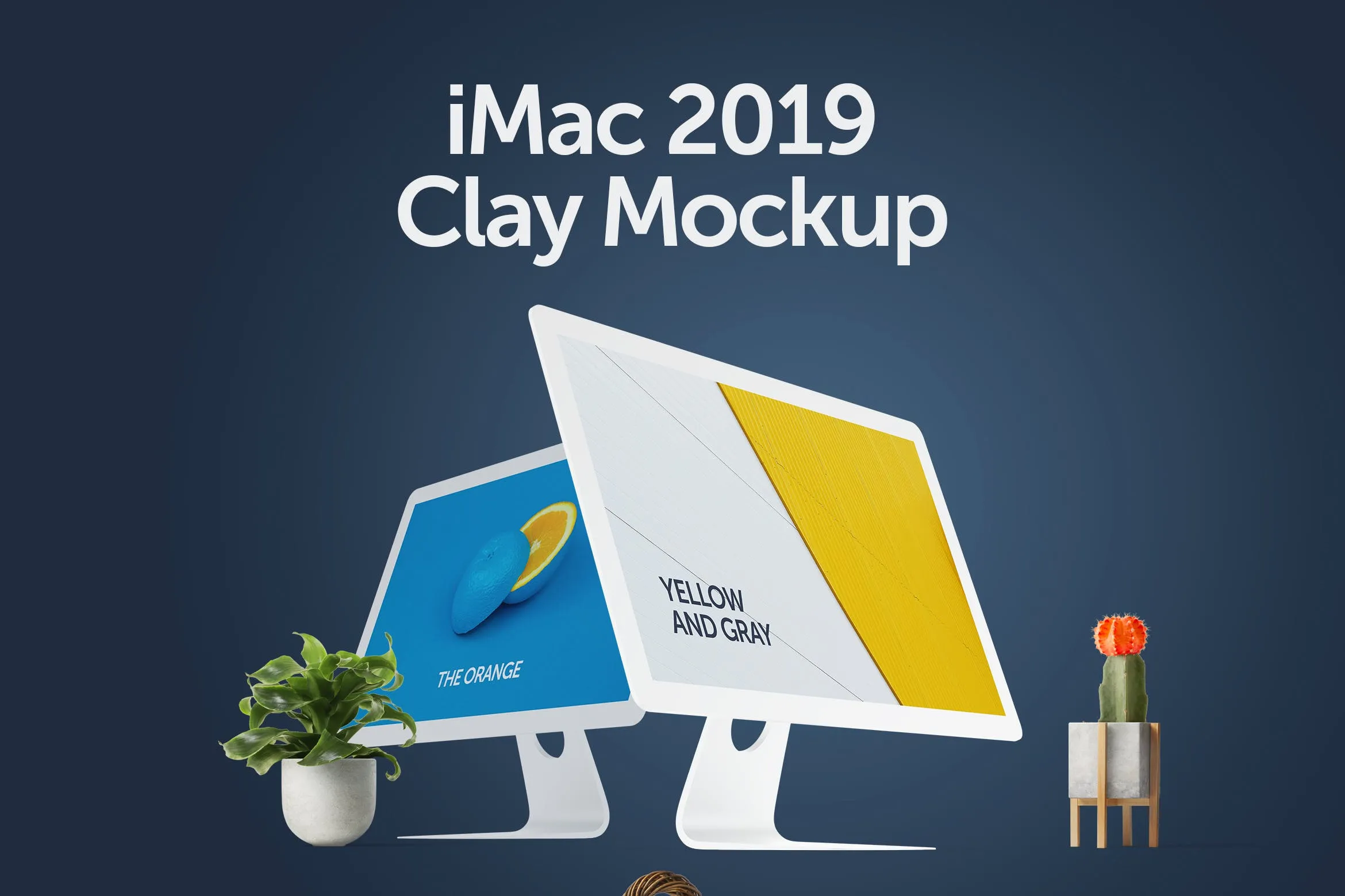iMac一体机电脑屏幕演示效果图像素设计精选样机 iMac 2019 Clay Mockup