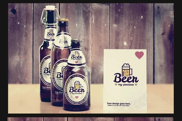 啤酒葡萄酒酒类品牌复古风格样机模板 Craft Beer Package & Branding Mock-up – Vintage插图(7)
