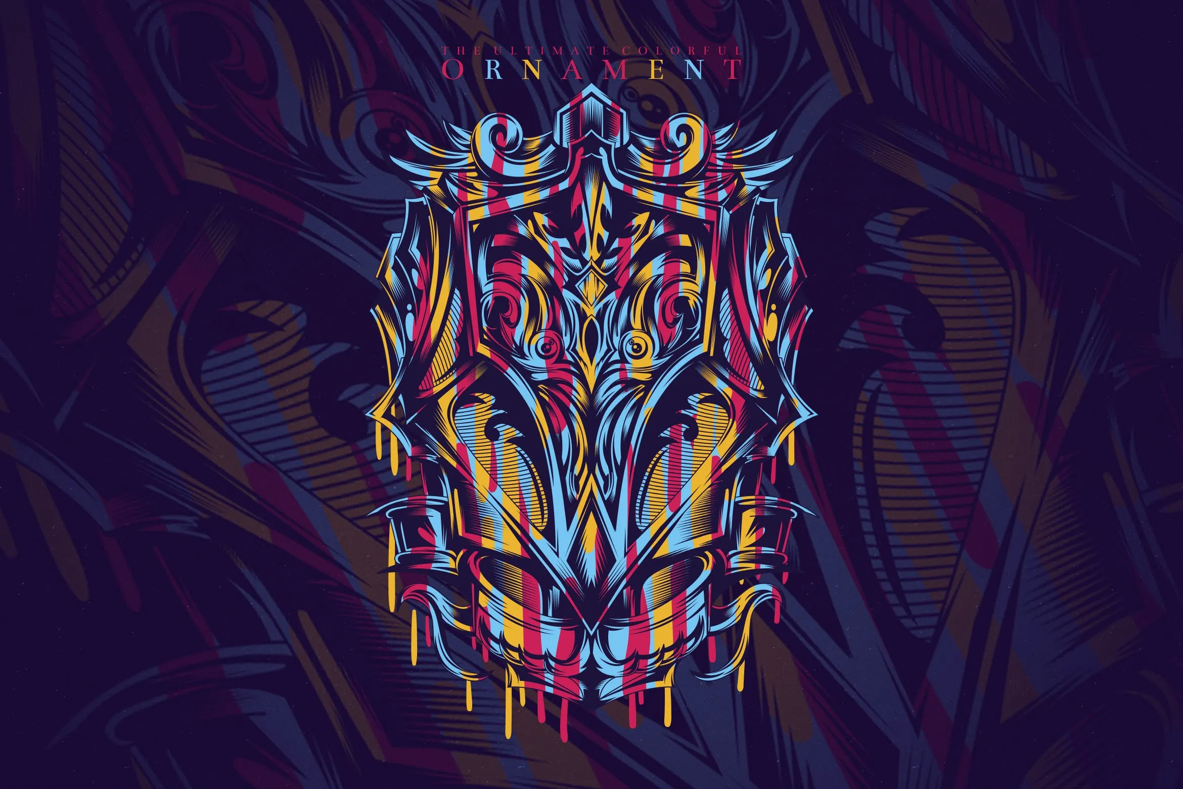 街头艺术风格服装印花图案矢量插画 Colorful Ornamnet插图