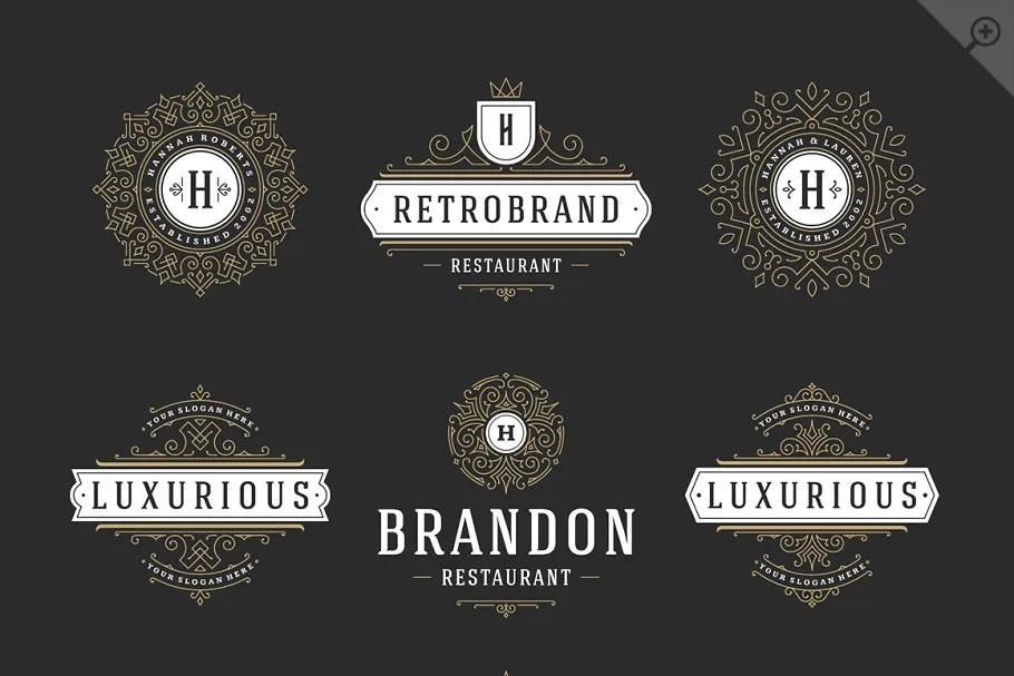 250个复古装饰风格Logo模板 250 ornaments logos & monograms插图(14)